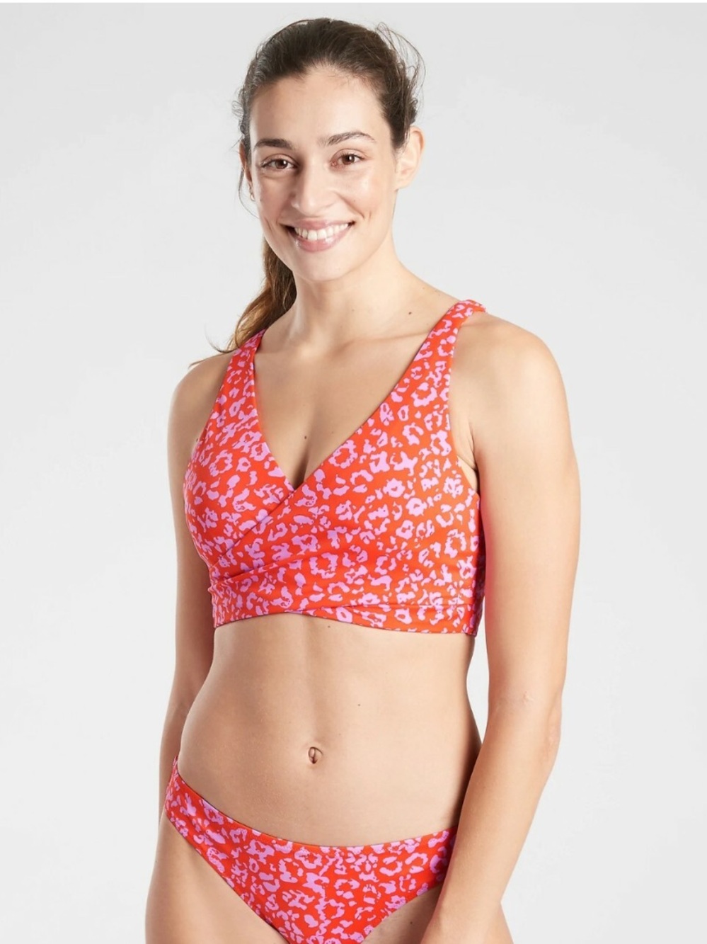 ATHLETA Leopard Crossover Bikini Top 38D/DD
